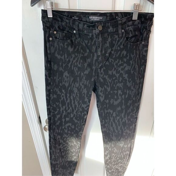 Liverpool animal print black jeans size 8/29 - Picture 1 of 6